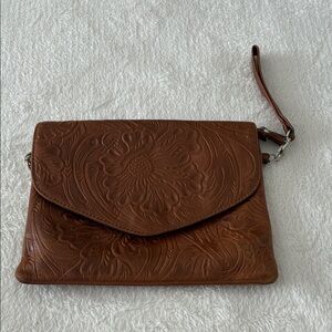 Elegant Brown Leather Clutch